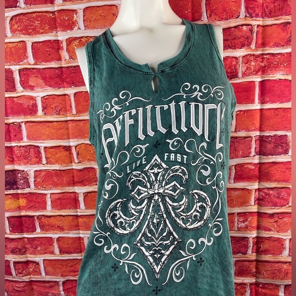 Affliction women’s green tank top - Picture 2 of 8